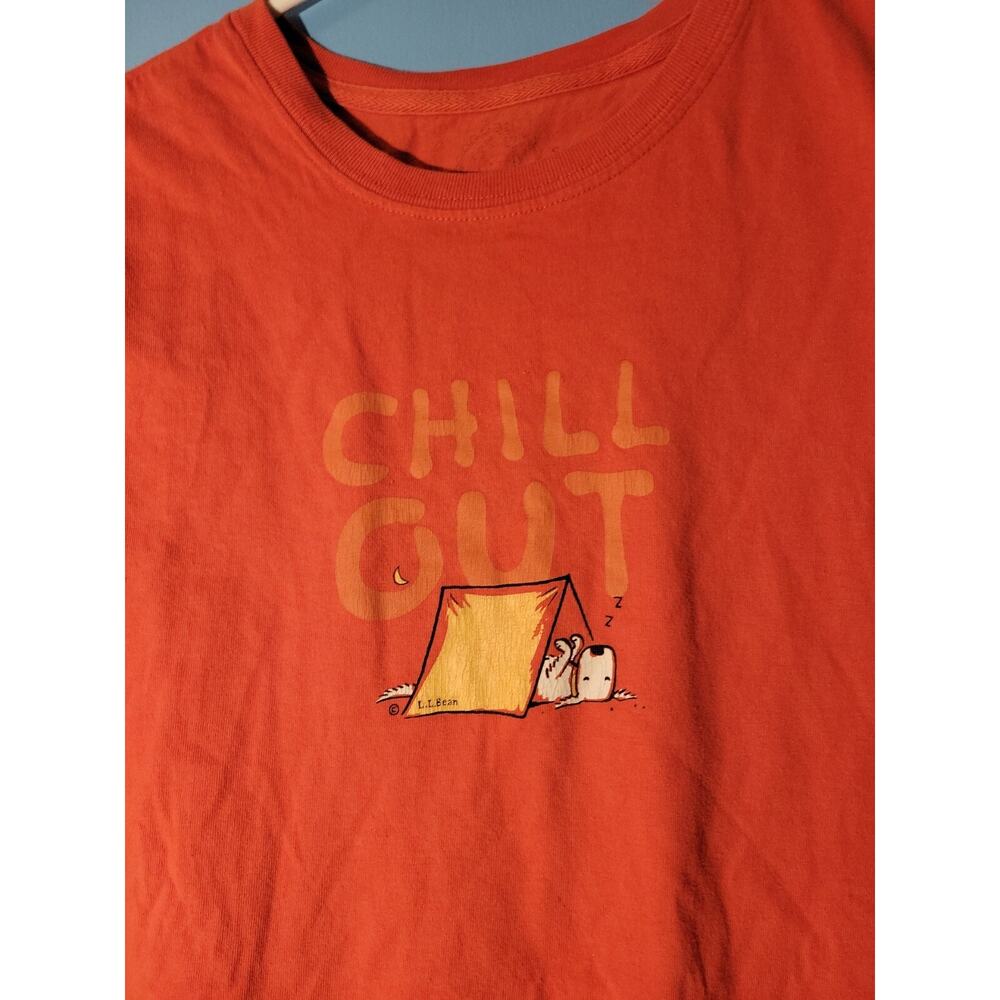 L.L. Bean Womens Dog Graphic T Shirt Chill Out Size Small
